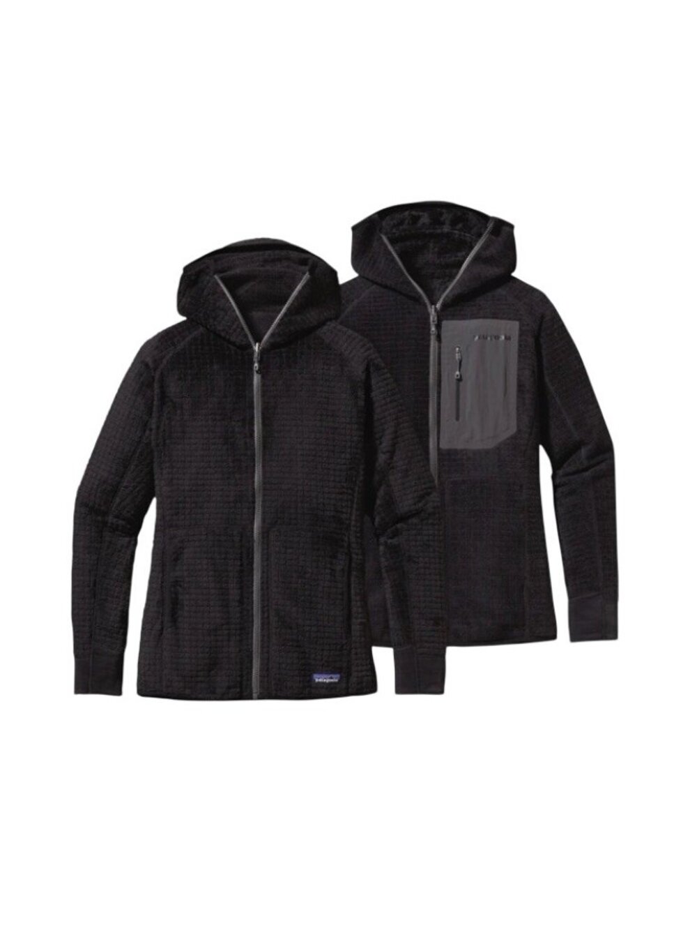Patagonia R3 Hoody Womens Medium Black Full Zip Reversible Grid Fleece Jacket